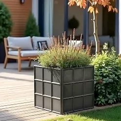 Downing St. Fiberglass Square Faux Lead Planter Pot In/Out