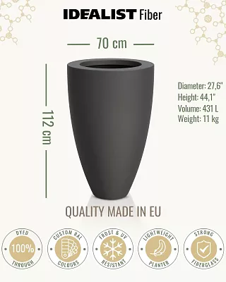 INTRO Tall Round Outdoor Fibreglass Planter