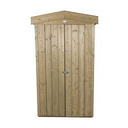 Installed Outdoor Pressure Treated Wooden Overlap Apex Tall Garden Store by Forest Garden