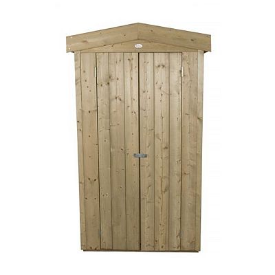 Installed Outdoor Pressure Treated Wooden Overlap Apex Tall Garden Store by Forest Garden