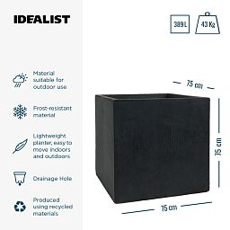 IDEALIST Lite Square Box Contemporary Light Concrete Planter
