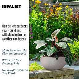 IDEALIST Lite Textured Concrete Effect Bowl Outdoor Planter