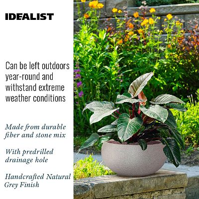 IDEALIST Lite Textured Concrete Effect Bowl Outdoor Planter