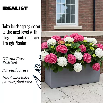 IDEALIST Lite Contemporary Light Concrete High Trough Planter