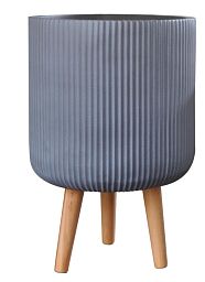 IDEALIST Lite Ribbed Cylinder Planter on Legs, Round Pot Plant Stand Indoor