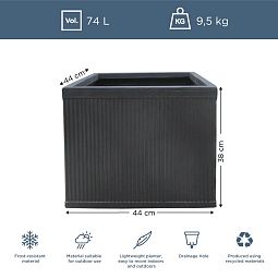 IDEALIST Lite Vertical Ribbed Vintage Style Square Planter