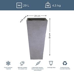 IDEALIST Lite Ribbed Light Concrete Tapered Planter