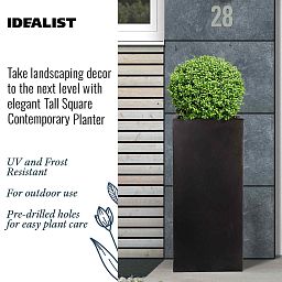 IDEALIST Lite Tall Square Contemporary Light Concrete Planter