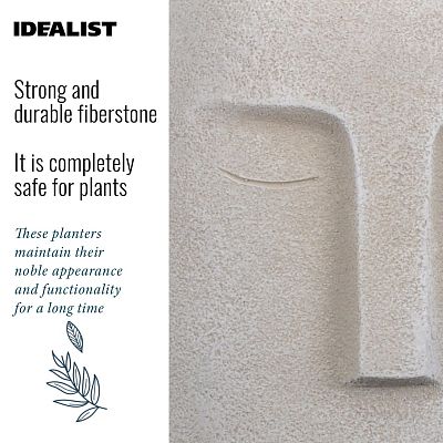 IDEALIST Lite Textured Concrete Effect Oval Indoor Face Pot