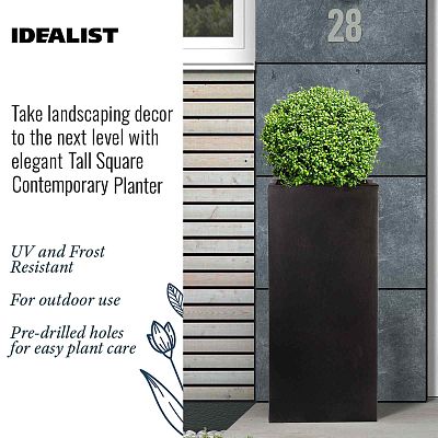 IDEALIST Lite Tall Square Contemporary Light Concrete Planter