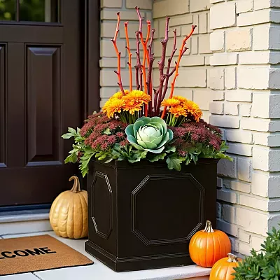 IDEALIST Lite Faux Lead Chelsea Box Square Light Concrete Planter