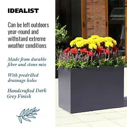 IDEALIST Lite Contemporary Light Concrete Trough Planter