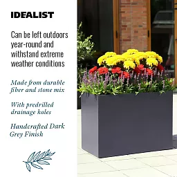 IDEALIST Lite Contemporary Light Concrete Trough Planter Set