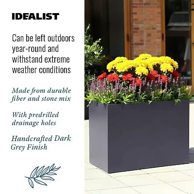 IDEALIST Lite Contemporary Light Concrete Trough Planter