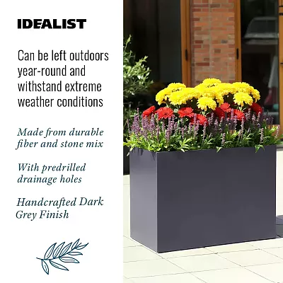 IDEALIST Lite Contemporary Light Concrete Trough Planter Set