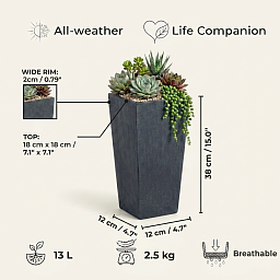 IDEALIST Lite Tall Tapered Contemporary Light Concrete Planter