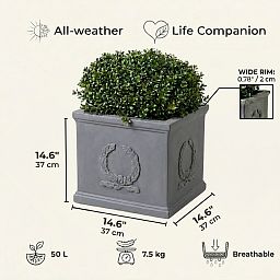 IDEALIST Kensington Light Stone Square Garden Planter