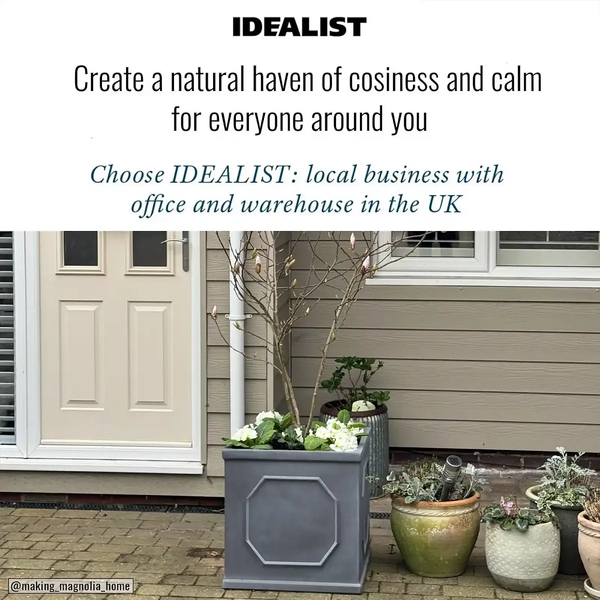 IDEALIST Lite Faux Lead Chelsea Box Square Light Concrete Planter