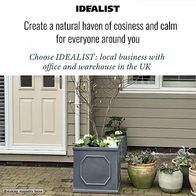 IDEALIST Lite Faux Lead Chelsea Box Square Light Concrete Planter