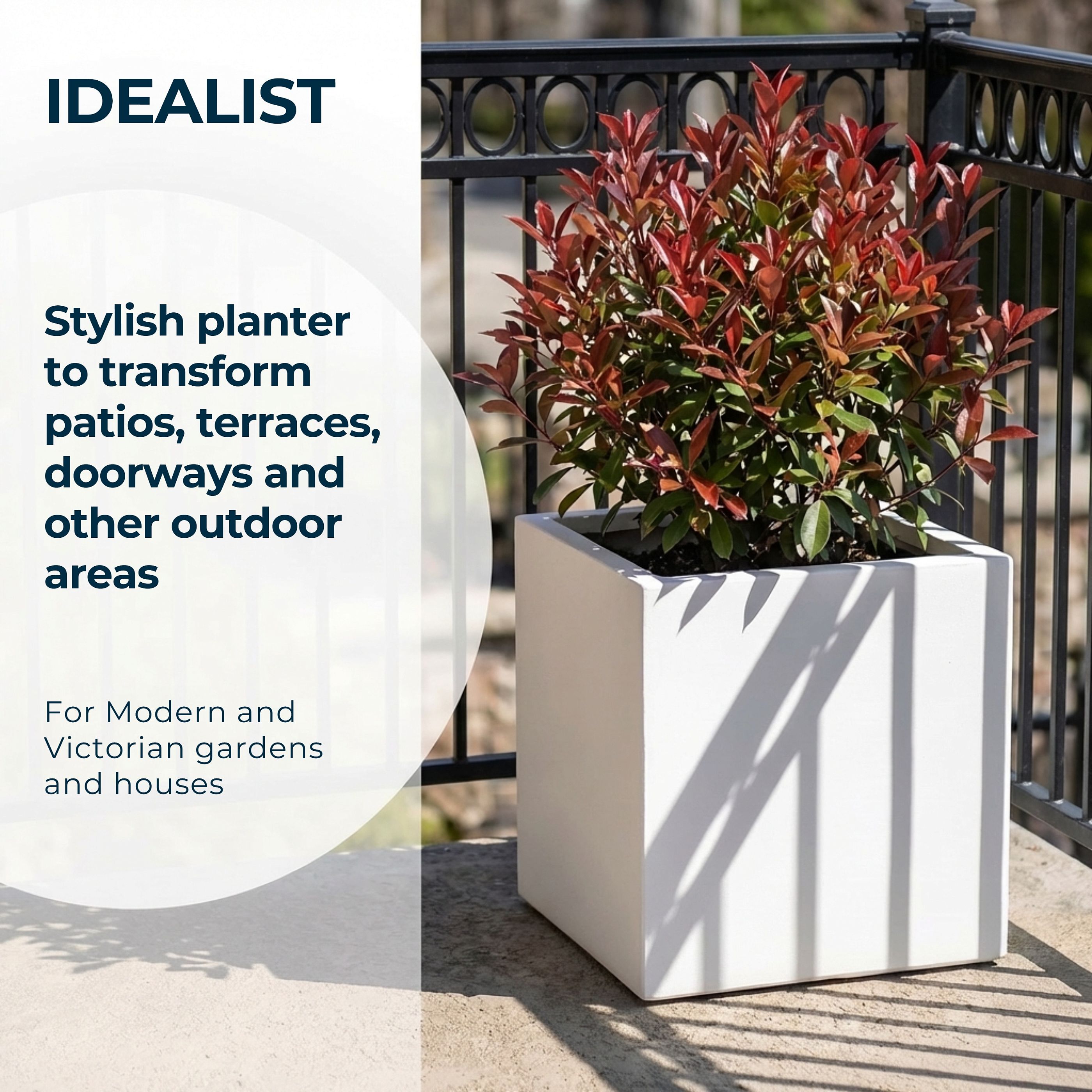 IDEALIST Lite Square Box Contemporary Light Concrete Planter