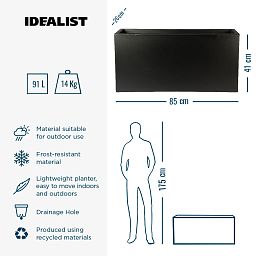 IDEALIST Lite Contemporary Light Concrete High Trough Planter