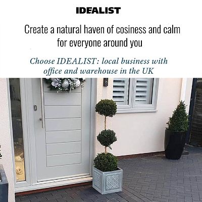 IDEALIST Lite Faux Lead Lattice Planter Light Concrete Square Box