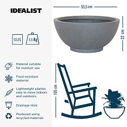 IDEALIST Lite Dish Style Smooth Bowl Outdoor Planter
