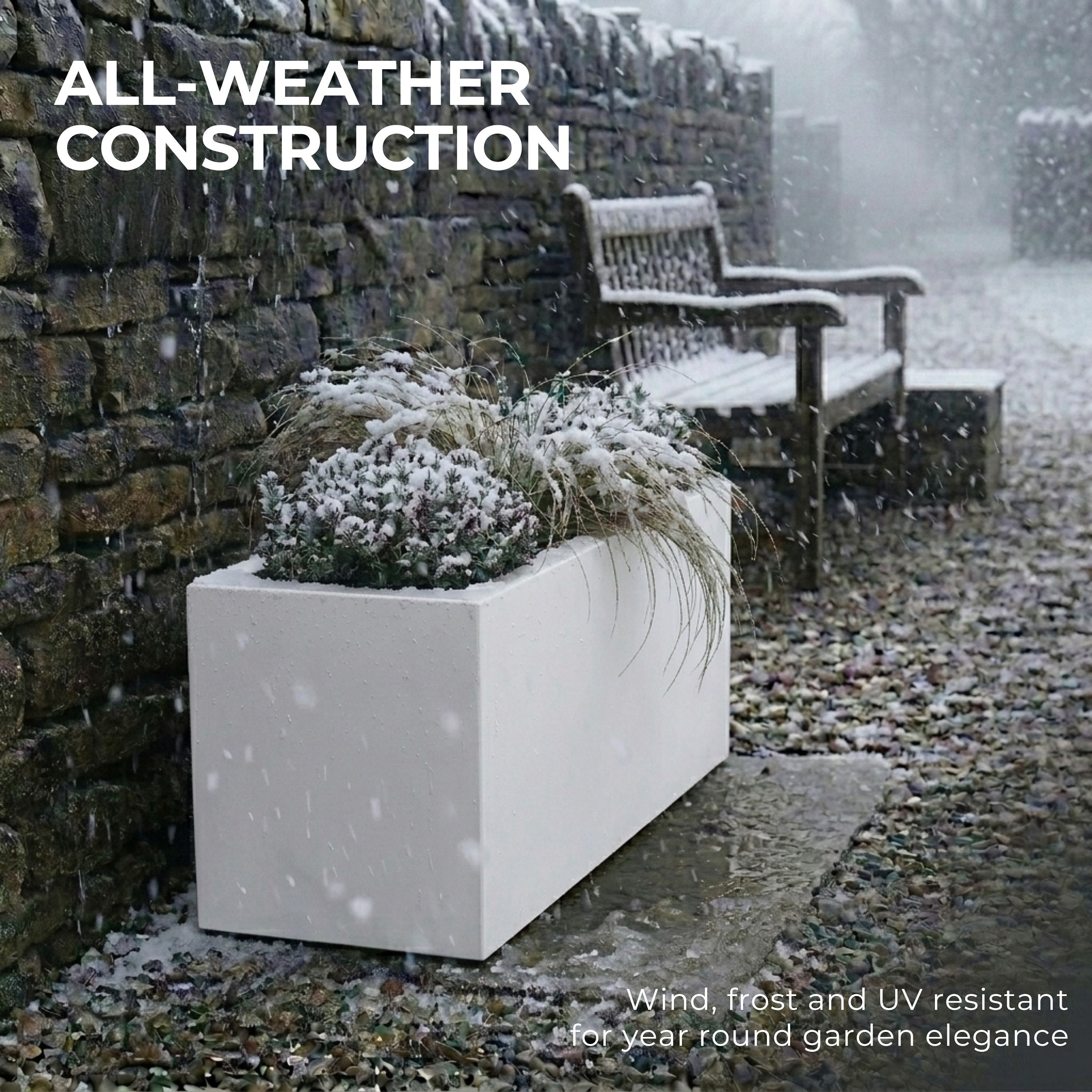 IDEALIST Lite Contemporary Light Concrete High Trough Planter