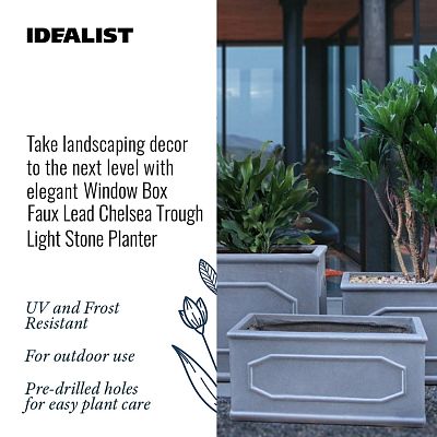 IDEALIST Lite Faux Lead Chelsea Light Concrete Through Planter