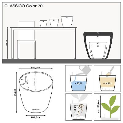 LECHUZA CLASSICO Color Round Poly Resin Self-watering Planter