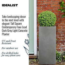 IDEALIST Lite Tall Square Contemporary Light Concrete Planter
