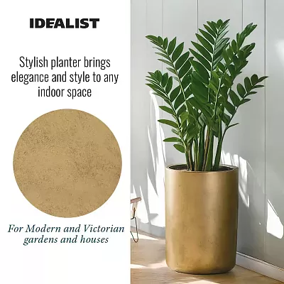 IDEALIST Lite Tall Round Metallic Indoor Planter