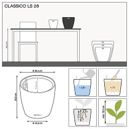 LECHUZA CLASSICO LS Round Poly Resin Self-watering Planter