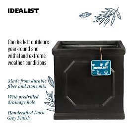 IDEALIST Lite Faux Lead Chelsea Box Square Light Concrete Planter