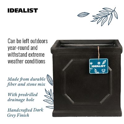 IDEALIST Lite Faux Lead Chelsea Box Square Light Concrete Planter