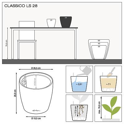 LECHUZA CLASSICO LS Round Poly Resin Self-watering Planter