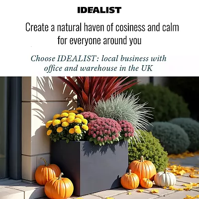IDEALIST Lite Contemporary Light Concrete Trough Planter Set