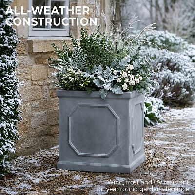 IDEALIST Lite Faux Lead Chelsea Box Square Light Concrete Planter