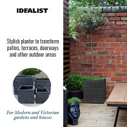IDEALIST Lite Ribbed Light Concrete Square Planter
