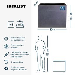 IDEALIST Lite Contemporary Light Concrete Trough Planter