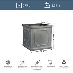 IDEALIST Lite Faux Lead Chelsea Box Square Light Concrete Planter