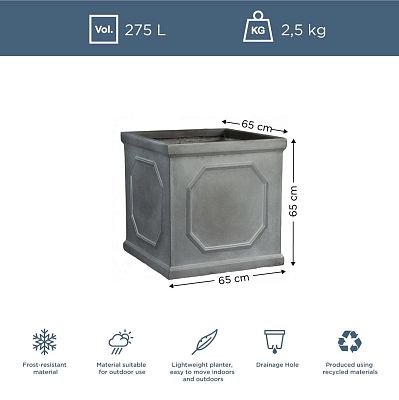 IDEALIST Lite Faux Lead Chelsea Box Square Light Concrete Planter