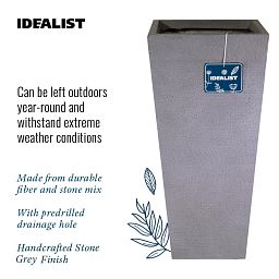 IDEALIST Lite Ribbed Light Concrete Tapered Planter