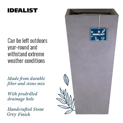 IDEALIST Lite Ribbed Light Concrete Tapered Planter