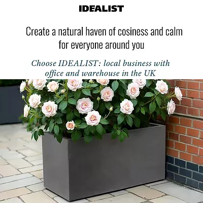 IDEALIST Lite Contemporary Light Concrete High Trough Planter Set