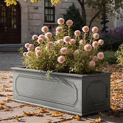 Stuart Fiberglass Trough Planter Faux Lead Pot In/Out