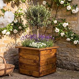 Rustic Scandinavian Redwood Square Outdoor Planter Made in UK by HORTICO