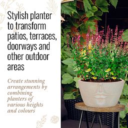 IDEALIST Lite Textured Concrete Effect Oval Face Outdoor Plant Pot with Lips