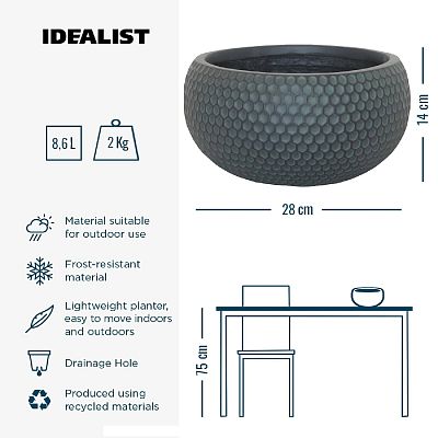 IDEALIST Lite Honeycomb Style Bowl Outdoor Planter