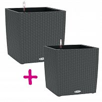 Set of two Granite LECHUZA CUBE Cottage Self Watering Indoor/Outdoor P...